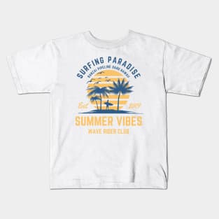 Retro Surfer Summer Vibes Oahu Hawaii Kids T-Shirt